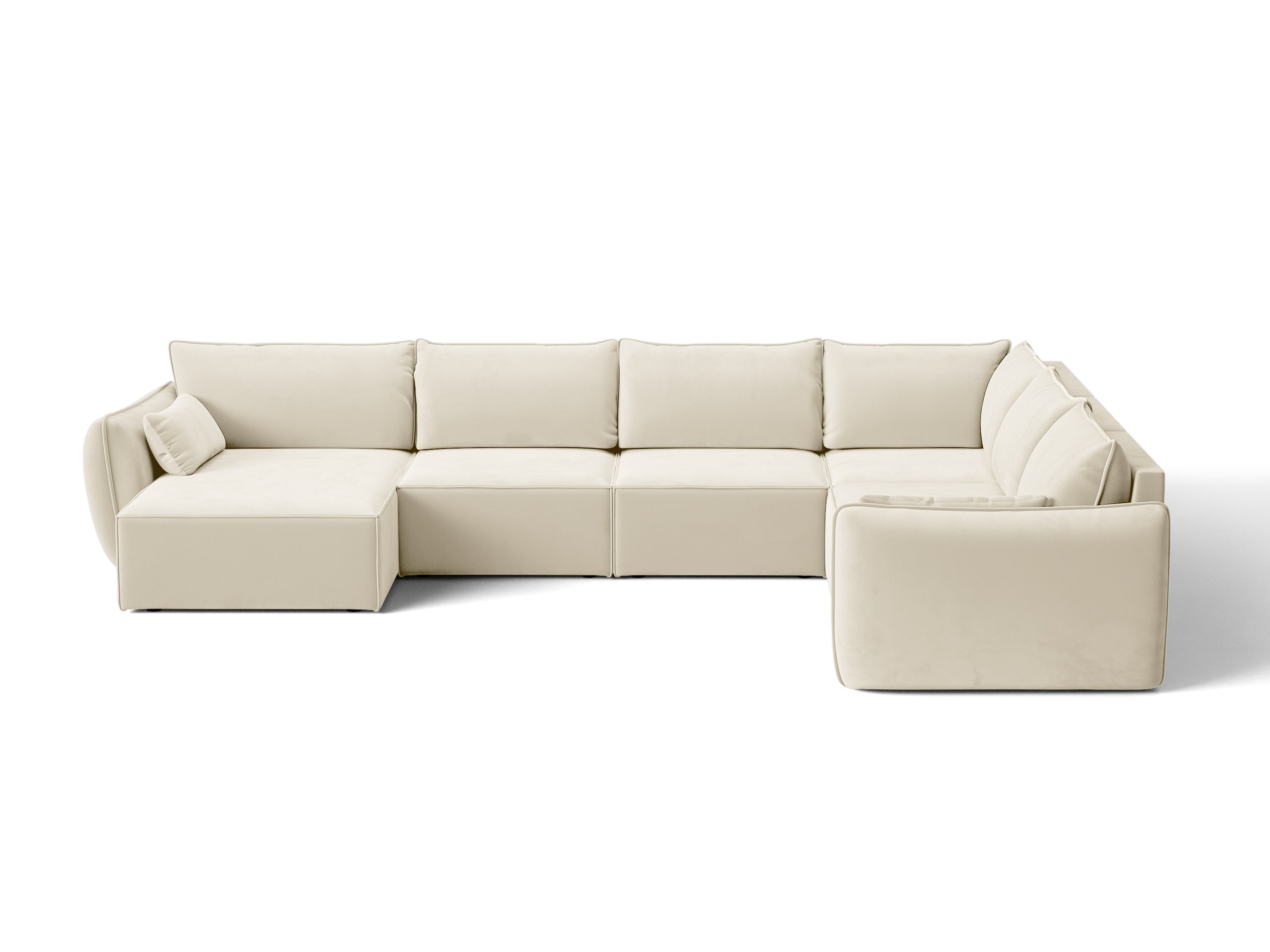 Micadoni Kaelle rohová sedačka 384 × 284 cm - Zamat Bluvel (Blu22) - Svetlobéžová - Pravé prevedenie