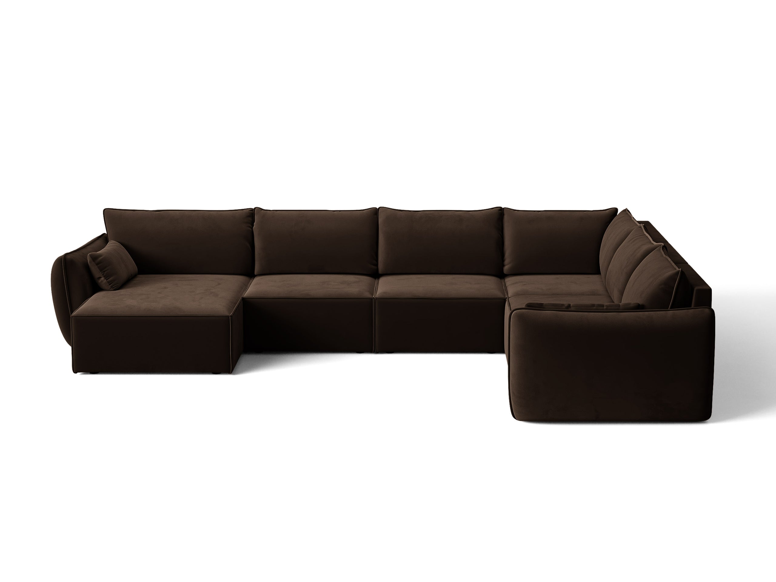 Micadoni Kaelle rohová sedačka 384 × 284 cm - Zamat Bluvel (Blu48) - Tmavohnedá - Pravé prevedenie