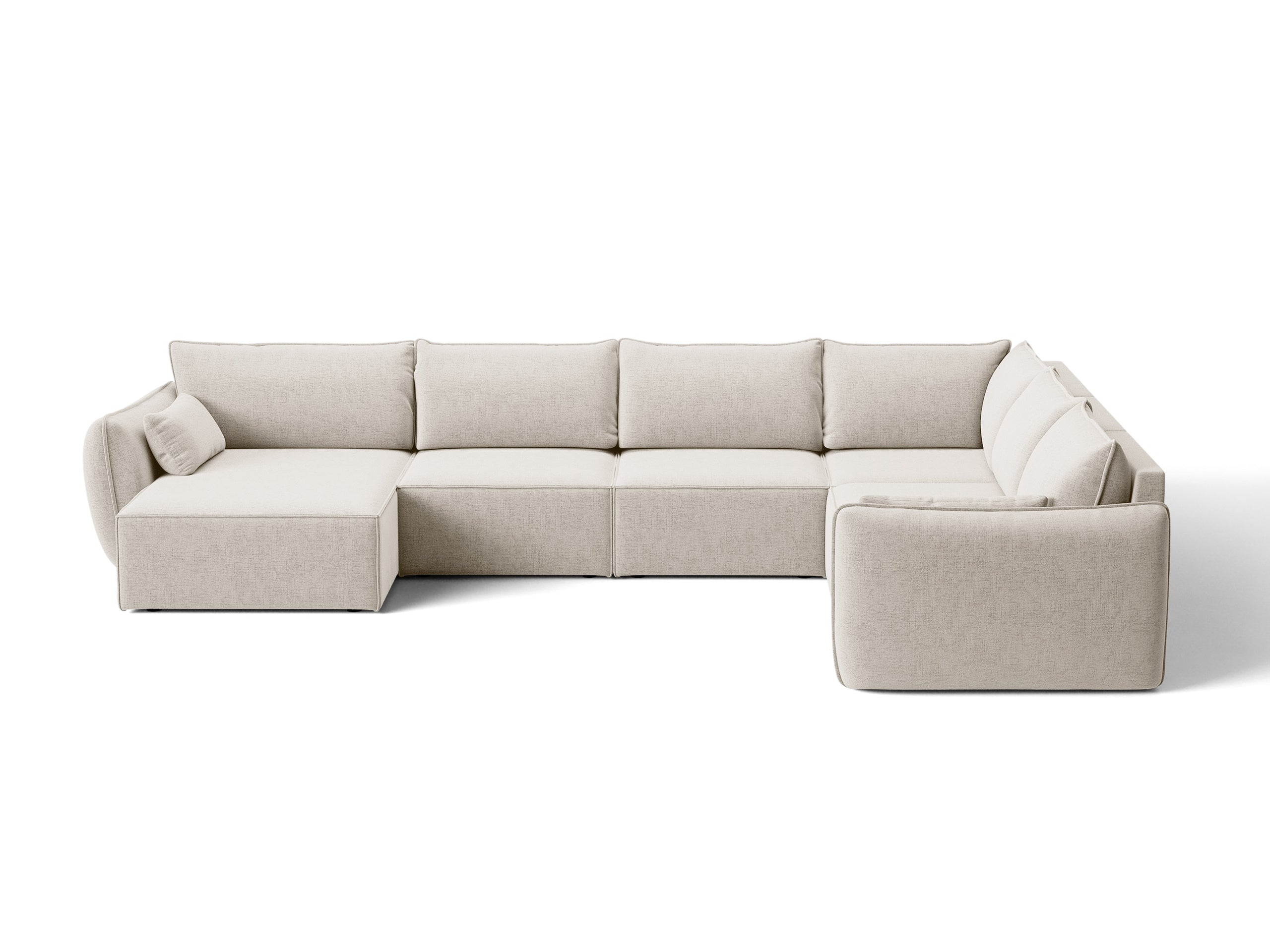 Micadoni Kaelle rohová sedačka 384 × 284 cm - Štrukturovaná látka Moly (Mol02) - Svetlobéžová - Pravé prevedenie
