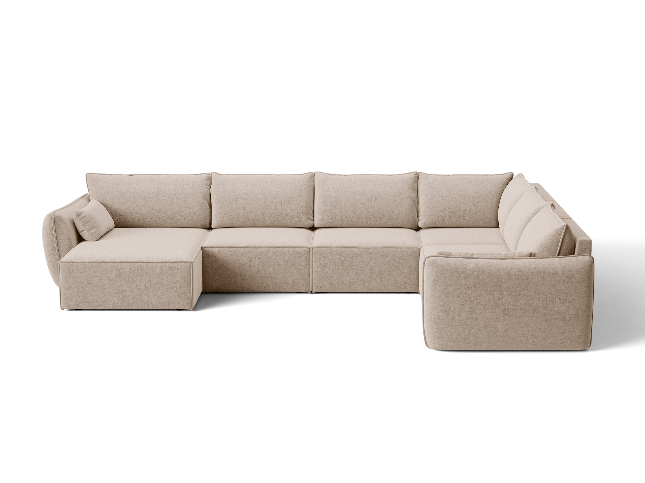 Micadoni Kaelle rohová sedačka 384 × 284 cm - Štrukturovaná látka Moly (Mol11) - Kapučínová - Pravé prevedenie