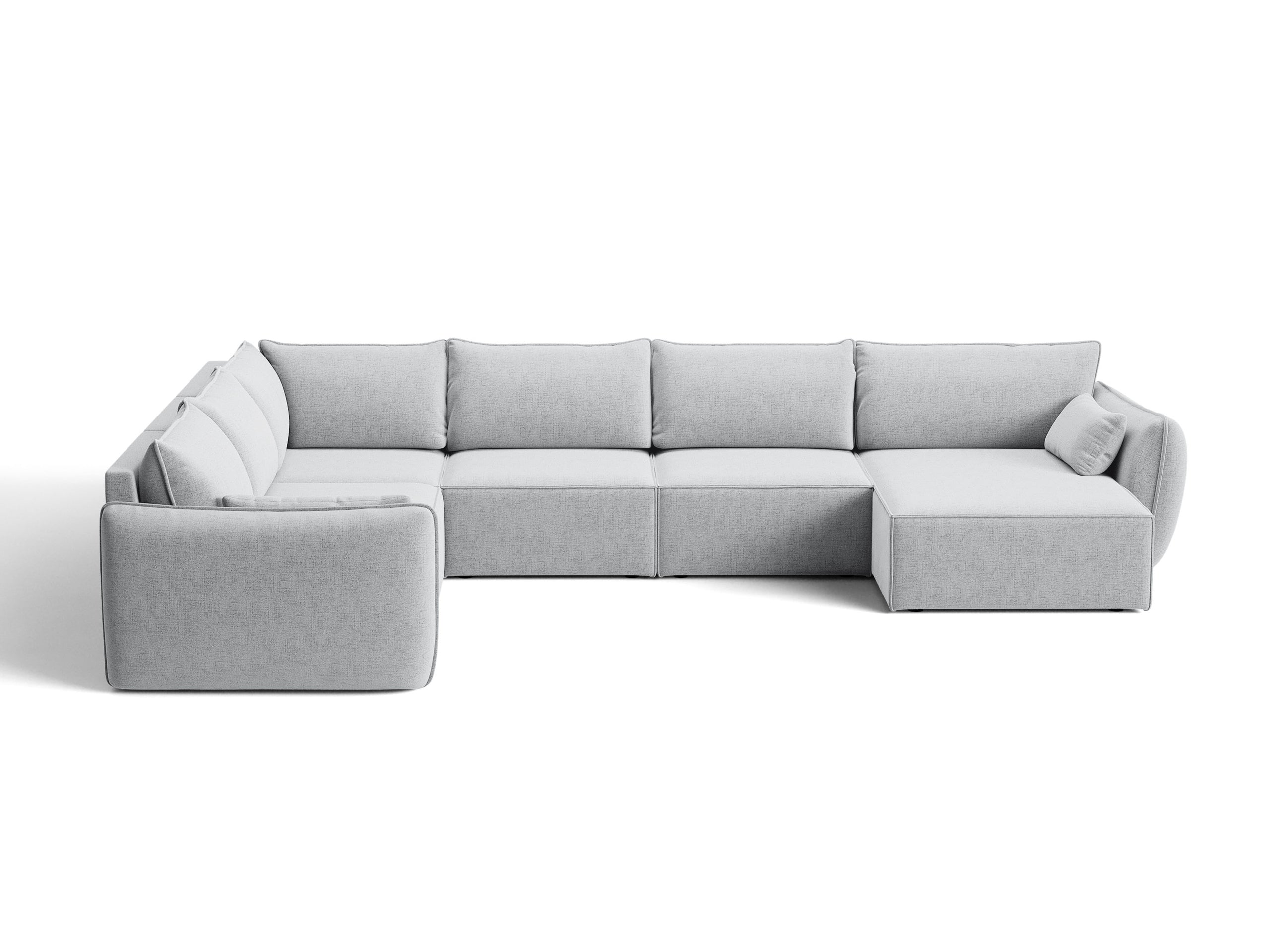 Micadoni Kaelle rohová sedačka 384 × 284 cm - Štrukturovaná látka Moly (Mol70) - Svetlosivá - Ľavé prevedenie