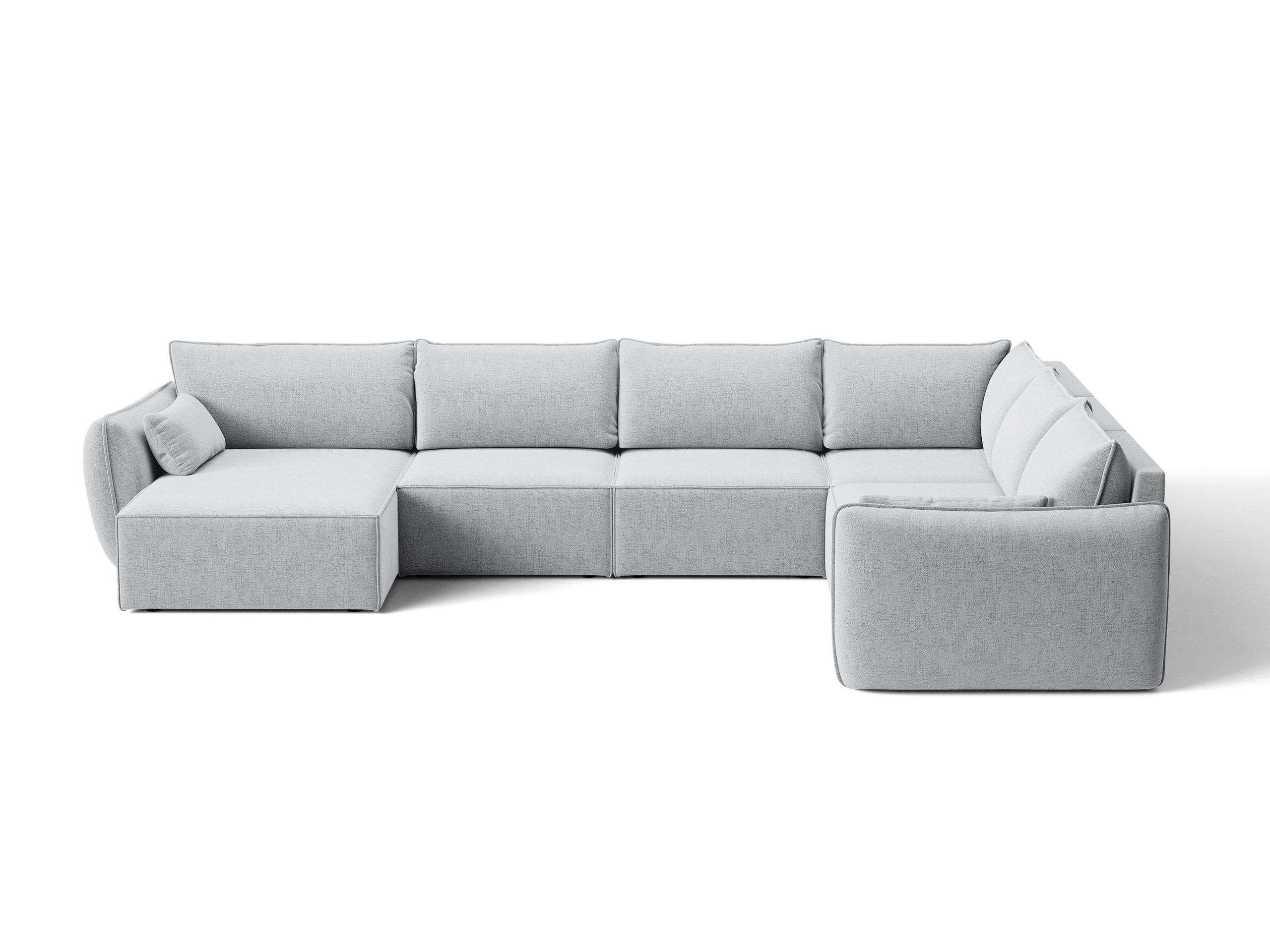 Micadoni Kaelle rohová sedačka 384 × 284 cm - Štrukturovaná látka Moly (Mol70) - Svetlosivá - Pravé prevedenie