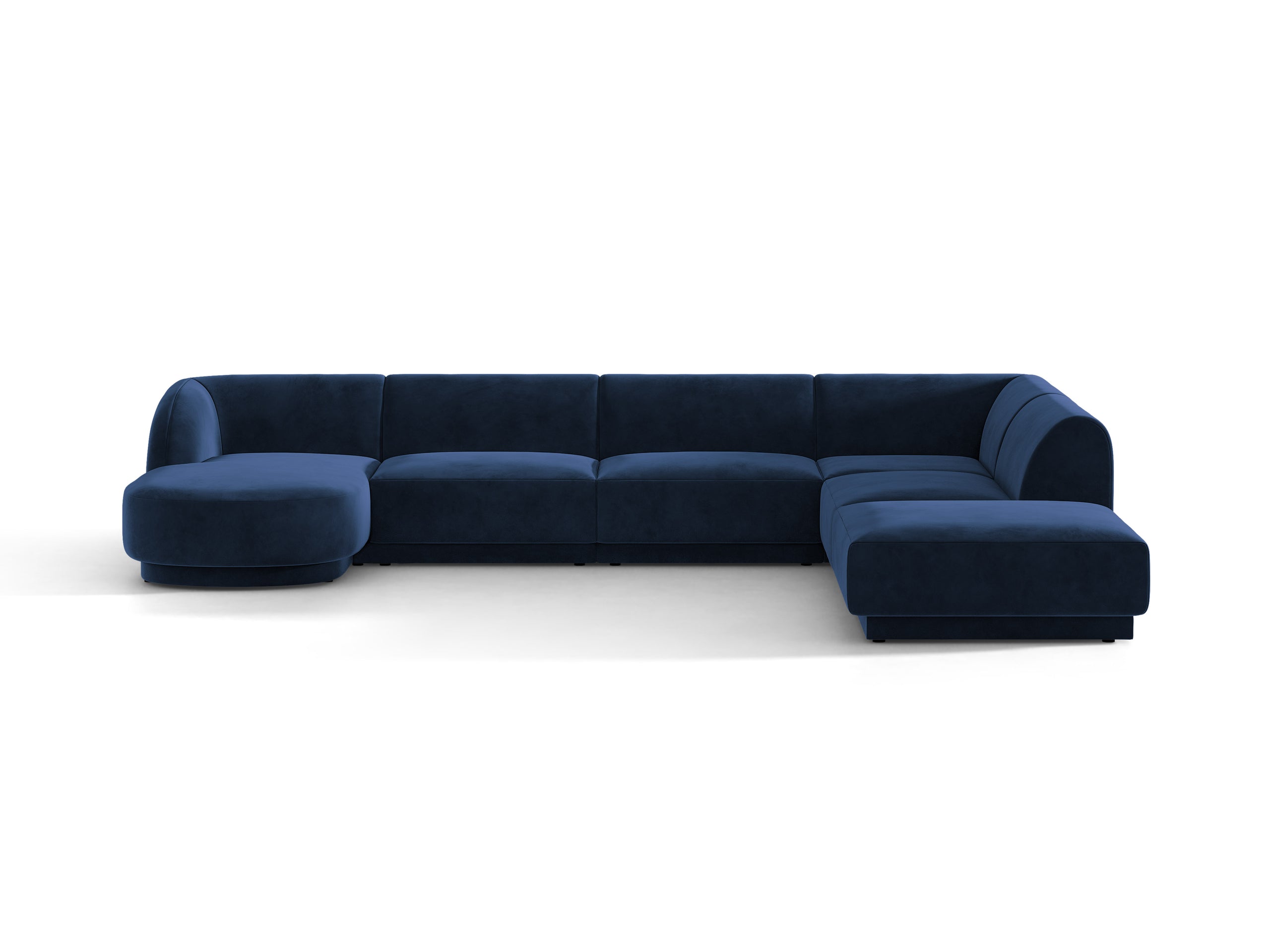 Micadoni Miley panoramatická sedačka 330 × 255 cm - Zamat Bluvel (Blu86) - Kráľovská modrá - Pravé prevedenie