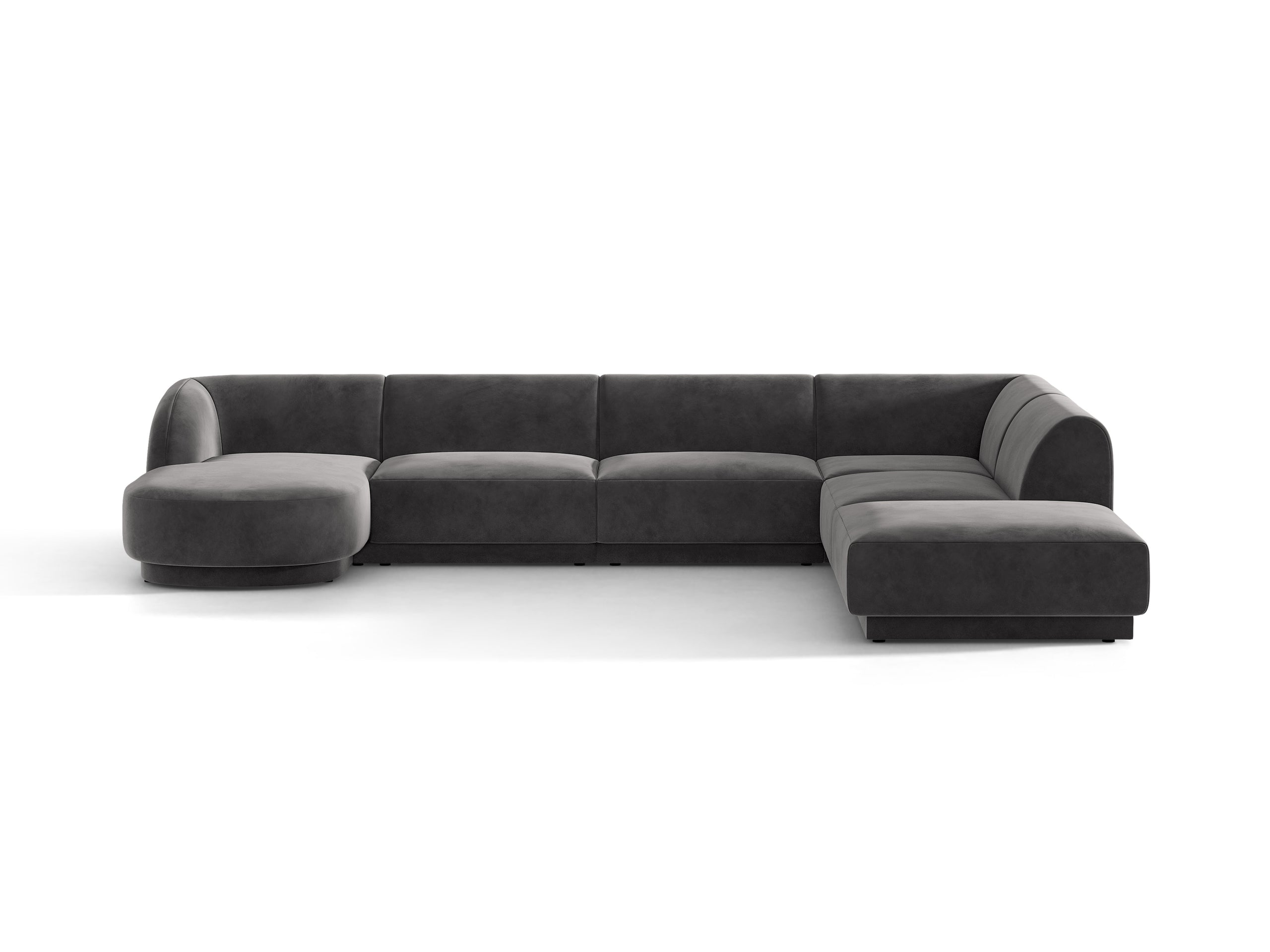 Micadoni Miley panoramatická sedačka 330 × 255 cm - Zamat Bluvel (Blu14) - Sivá - Pravé prevedenie