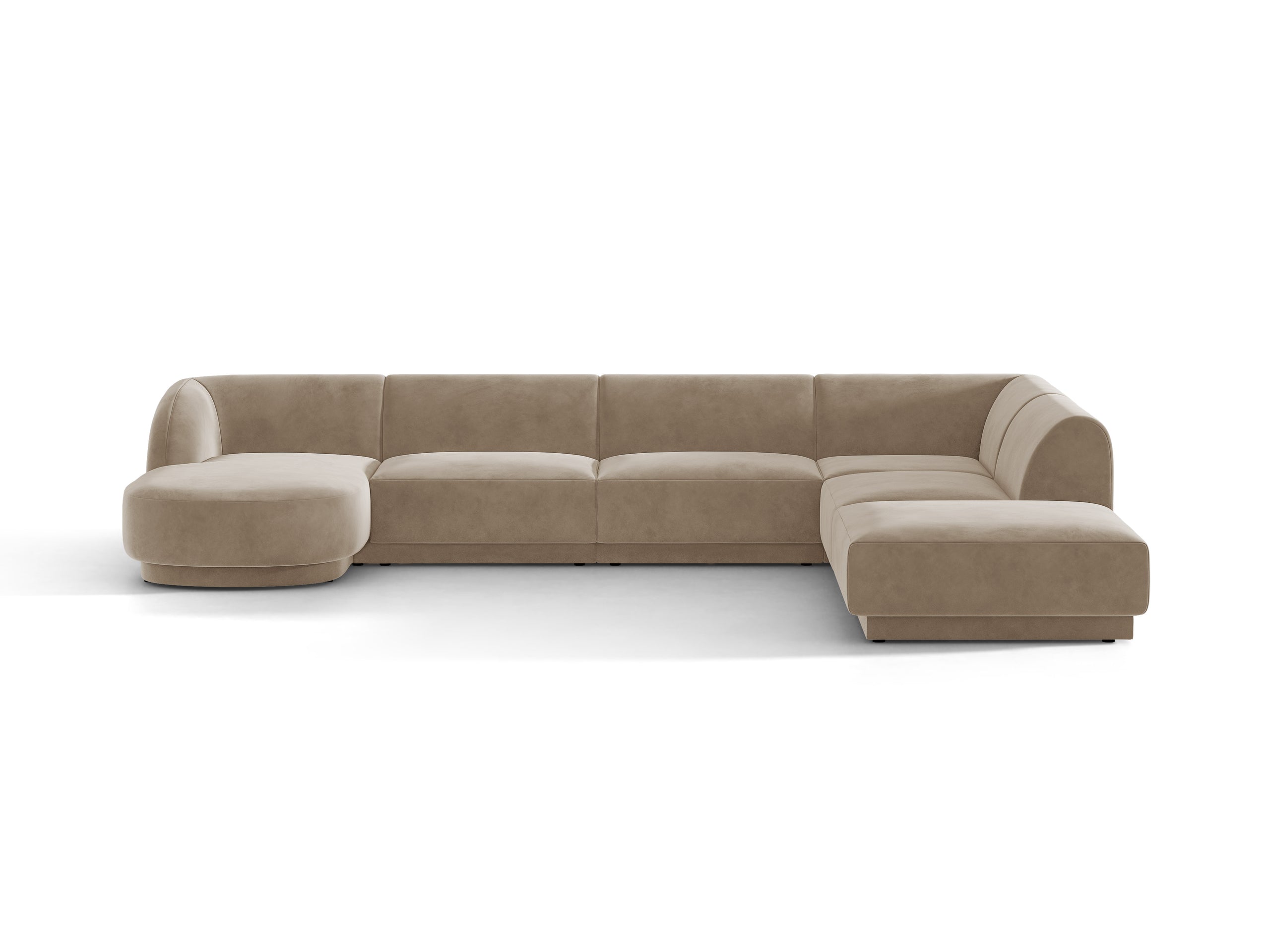 Micadoni Miley panoramatická sedačka 330 × 255 cm - Zamat Bluvel (Blu40) - Kapučínová - Pravé prevedenie