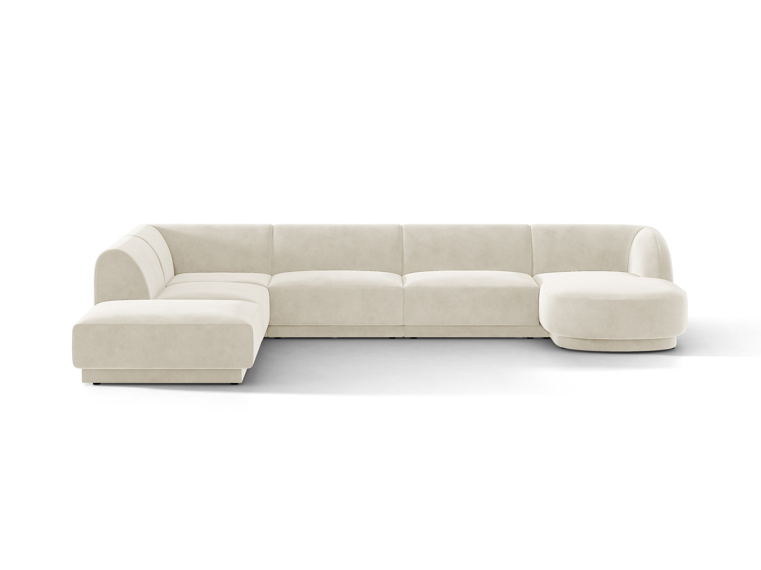 Micadoni Miley panoramatická sedačka 330 × 255 cm - Zamat Bluvel (Blu22) - Svetlobéžová - Ľavé prevedenie