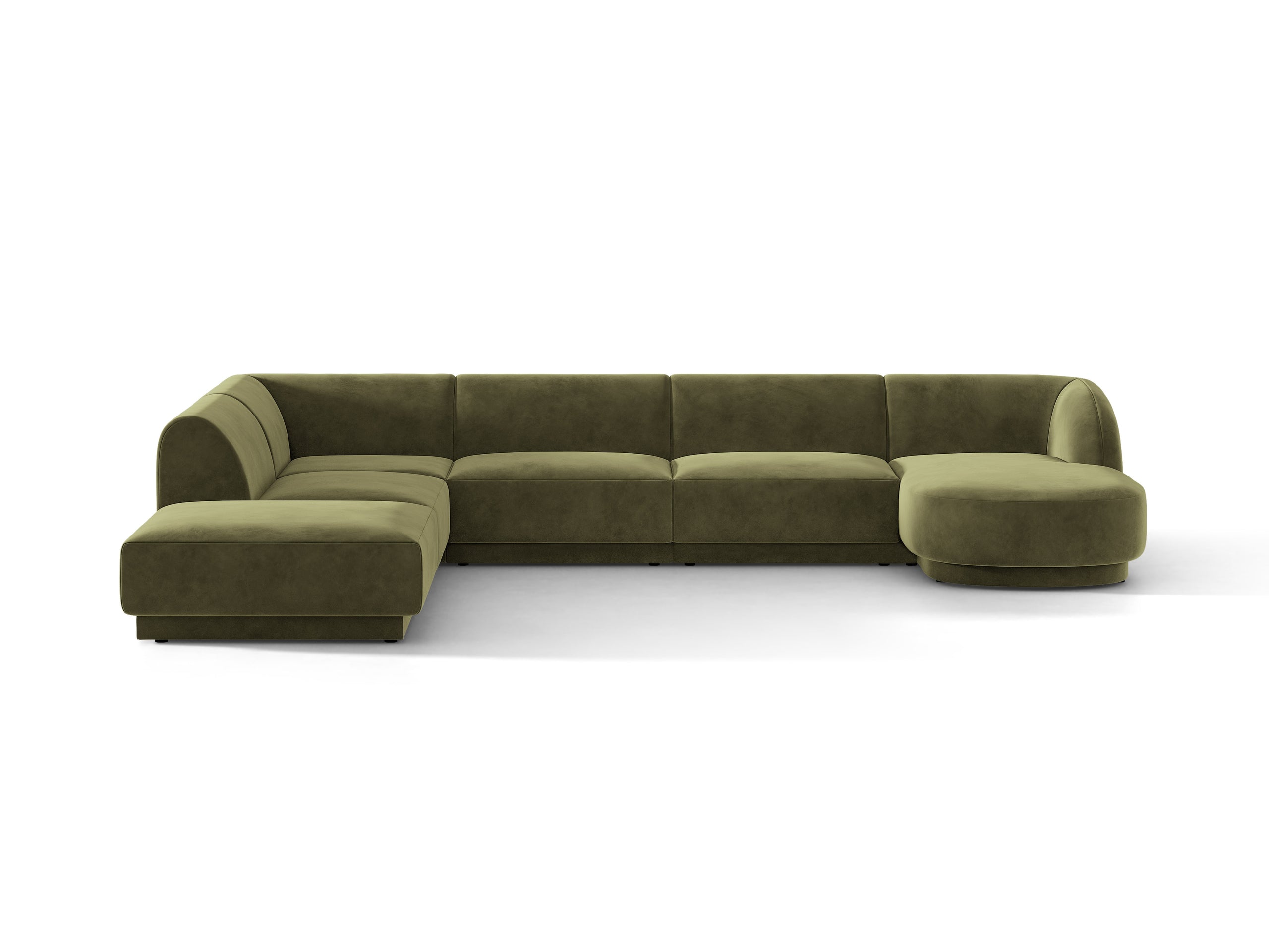 Micadoni Miley panoramatická sedačka 330 × 255 cm - Zamat Bluvel (Blu77) - Zelená - Ľavé prevedenie