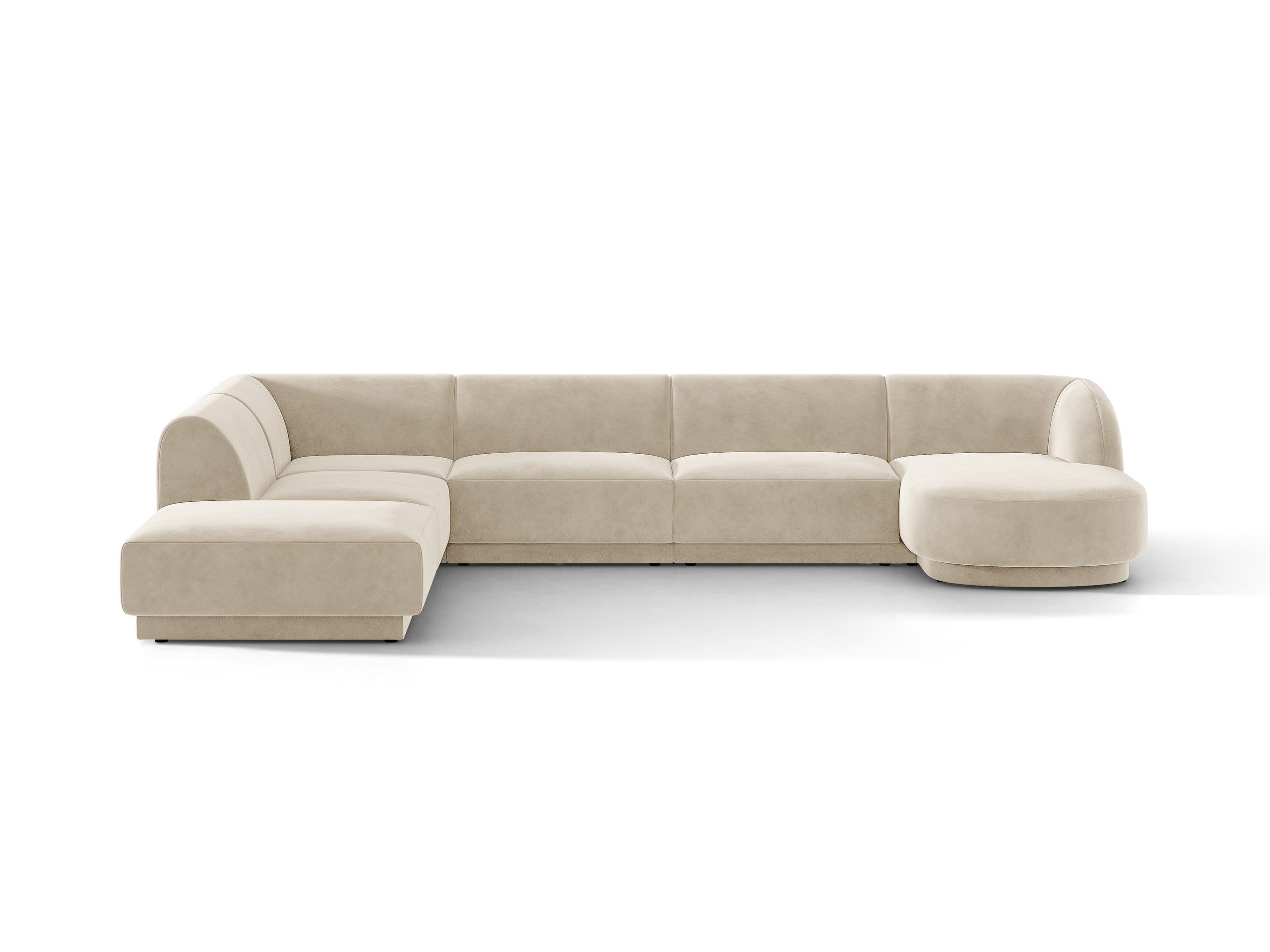 Micadoni Miley panoramatická sedačka 330 × 255 cm - Zamat Bluvel (Blu30) - Tmavobéžová - Ľavé prevedenie