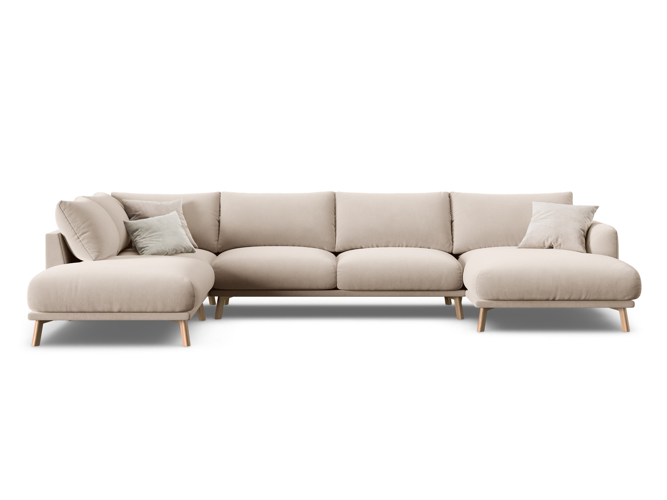 Micadoni Naomi panoramatická sedačka 365 × 235 cm - Zamat Salvador (Sal1) - Béžová - Ľavé prevedenie