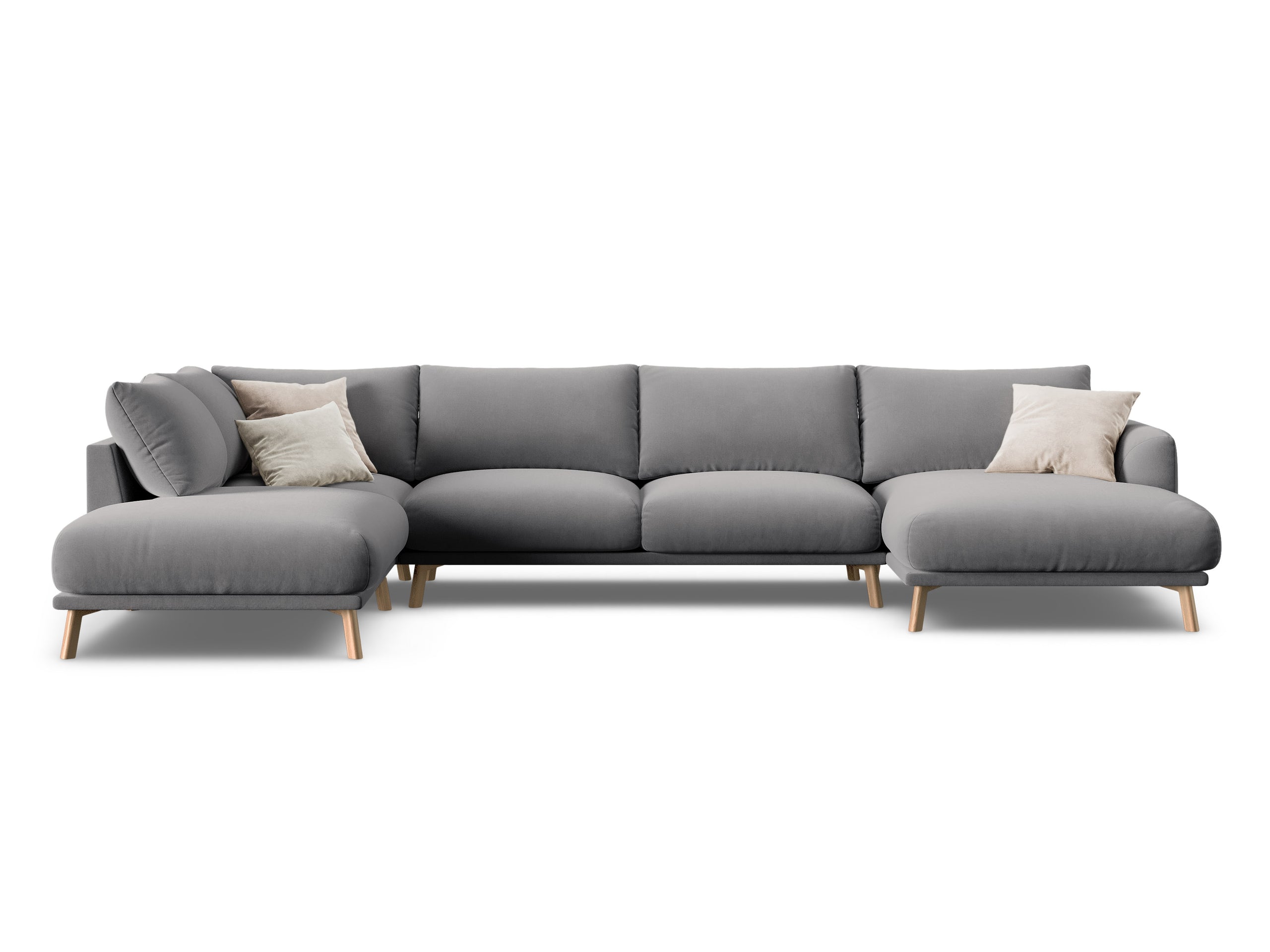 Micadoni Naomi panoramatická sedačka 365 × 235 cm - Zamat Salvador (Sal17) - Sivá - Ľavé prevedenie