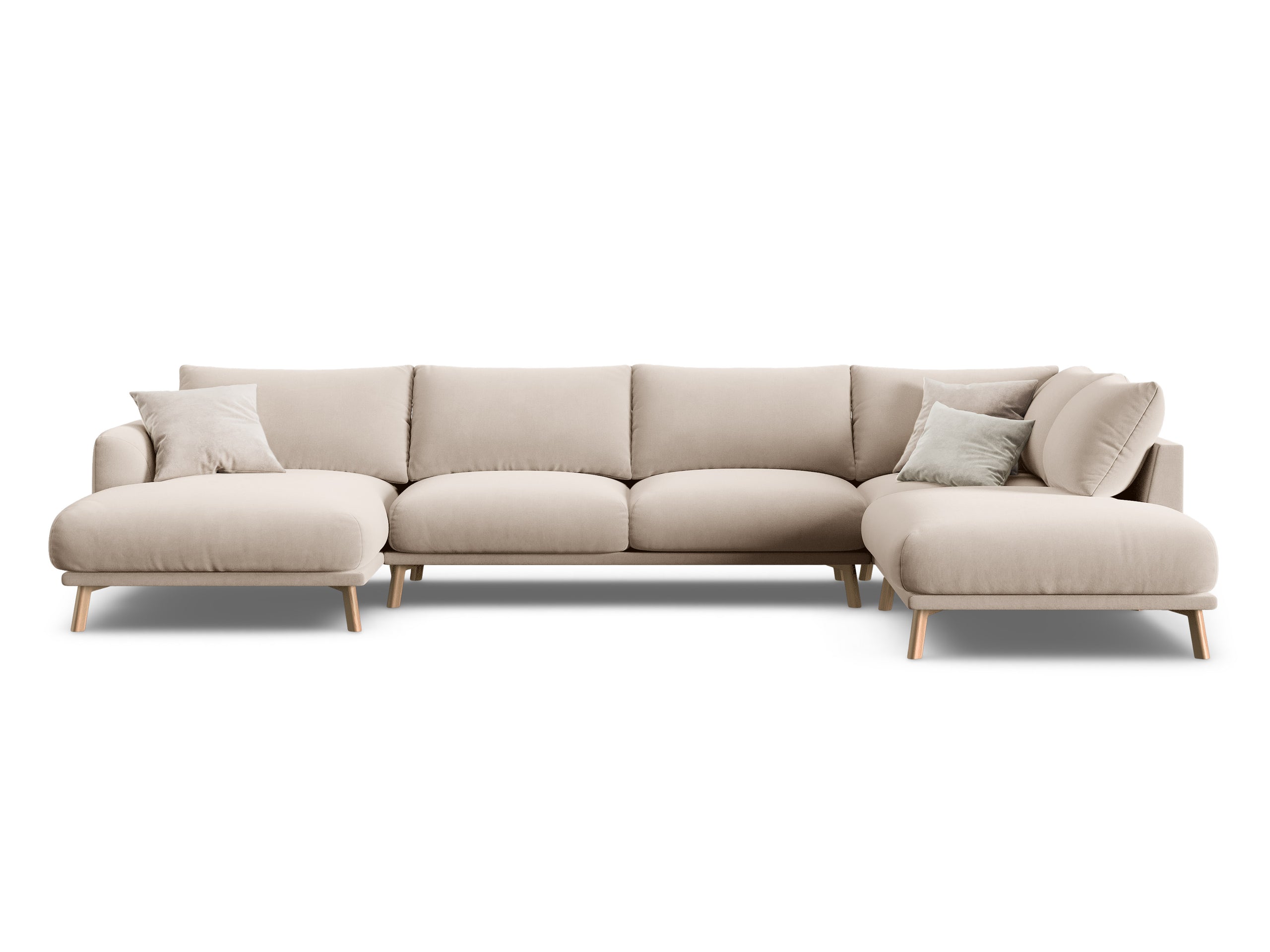 Micadoni Naomi panoramatická sedačka 365 × 235 cm - Zamat Salvador (Sal1) - Béžová - Pravé prevedenie