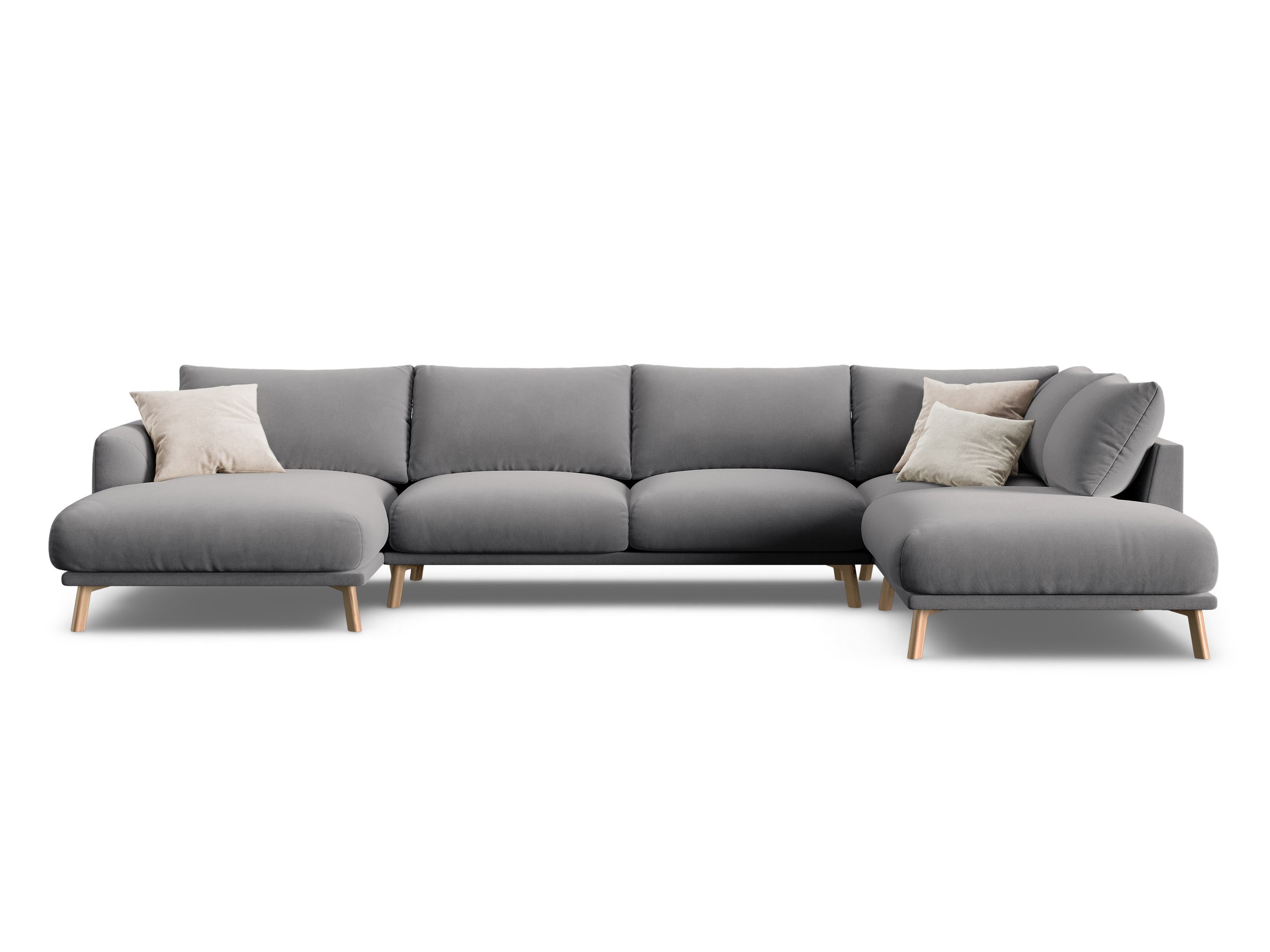 Micadoni Naomi panoramatická sedačka 365 × 235 cm - Zamat Salvador (Sal17) - Sivá - Pravé prevedenie