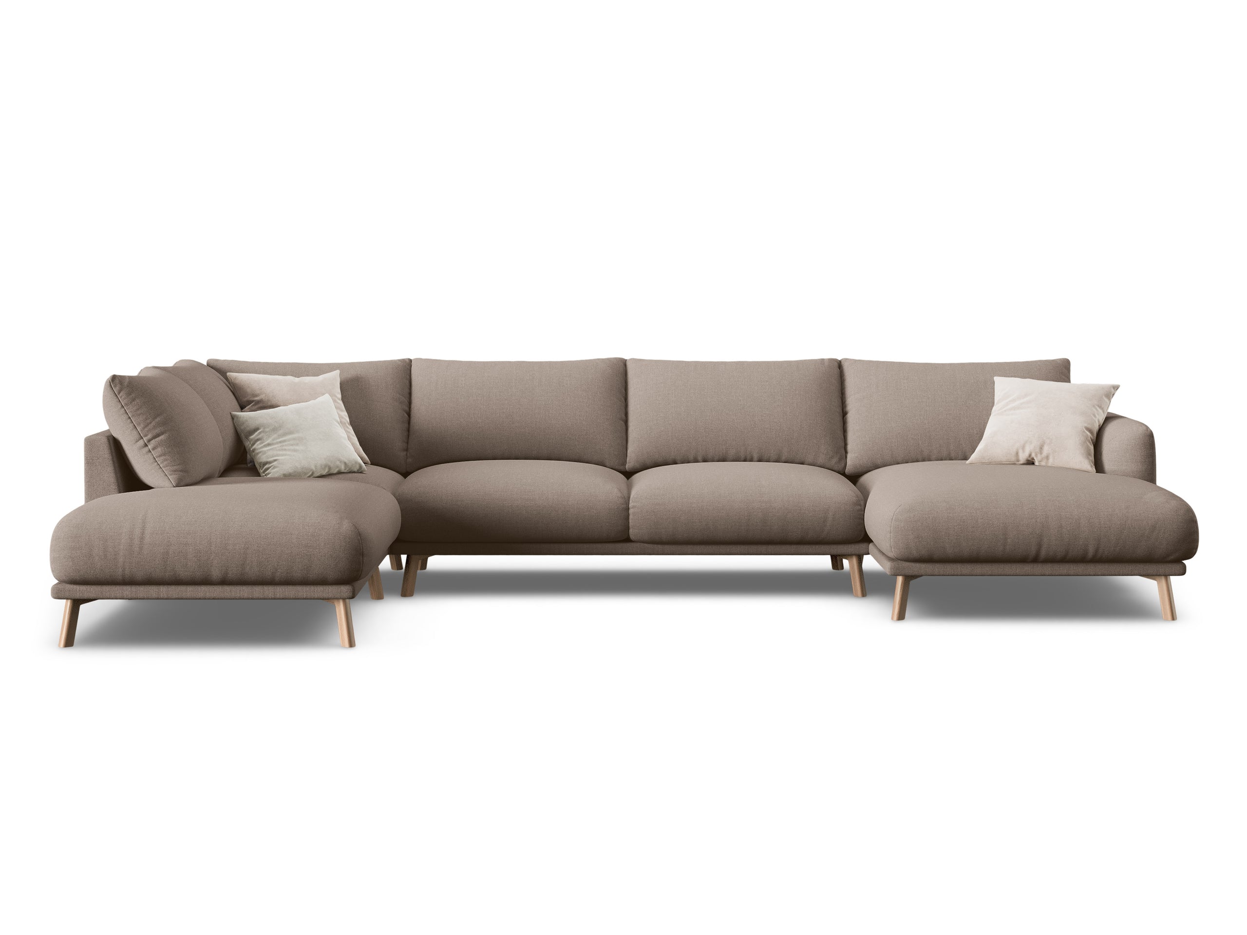 Micadoni Naomi panoramatická sedačka 365 × 235 cm - Štrukturovaná látka Liberty (Lib5) - Kapučínová - Ľavé prevedenie