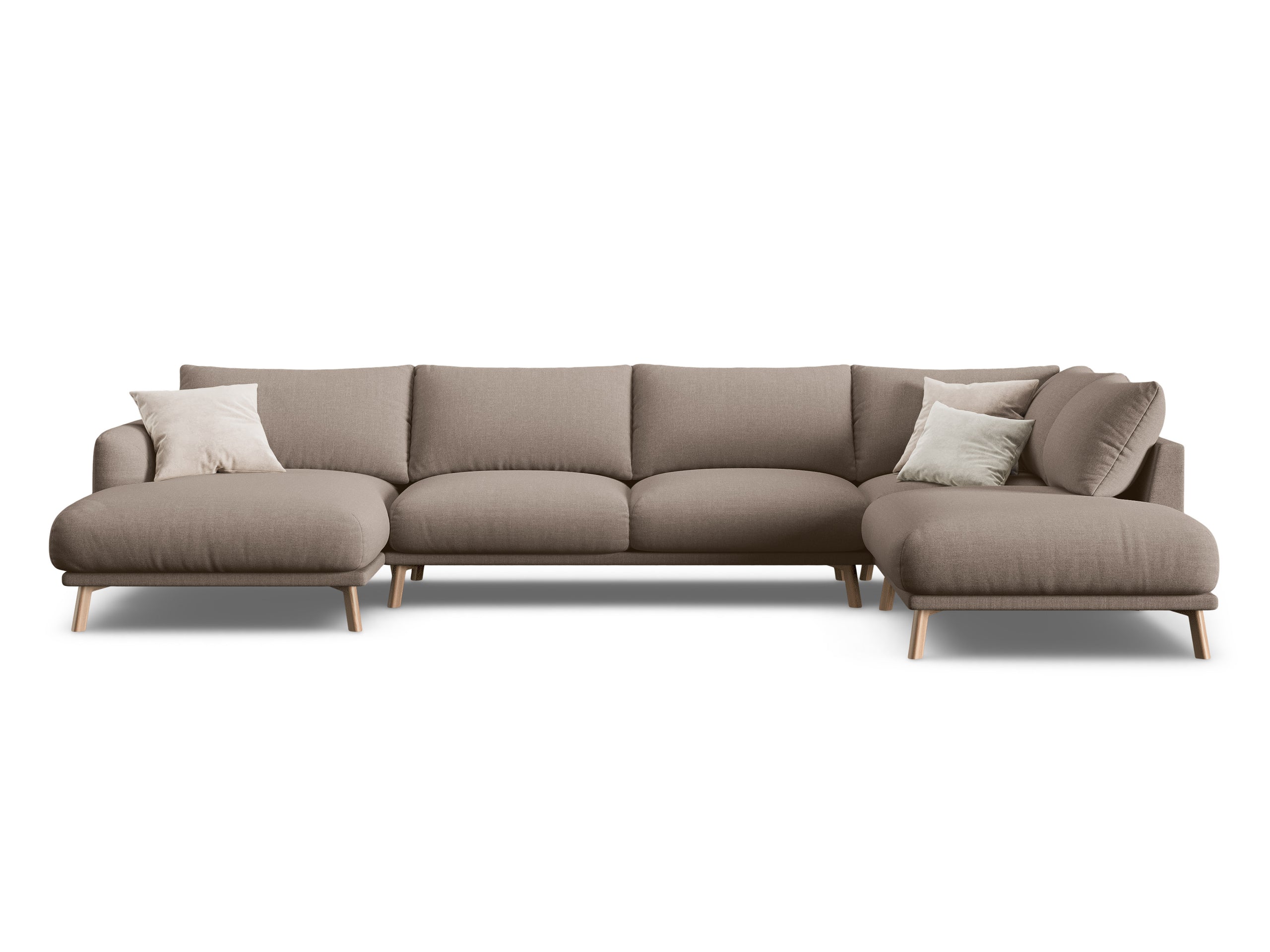 Micadoni Naomi panoramatická sedačka 365 × 235 cm - Štrukturovaná látka Liberty (Lib5) - Kapučínová - Pravé prevedenie