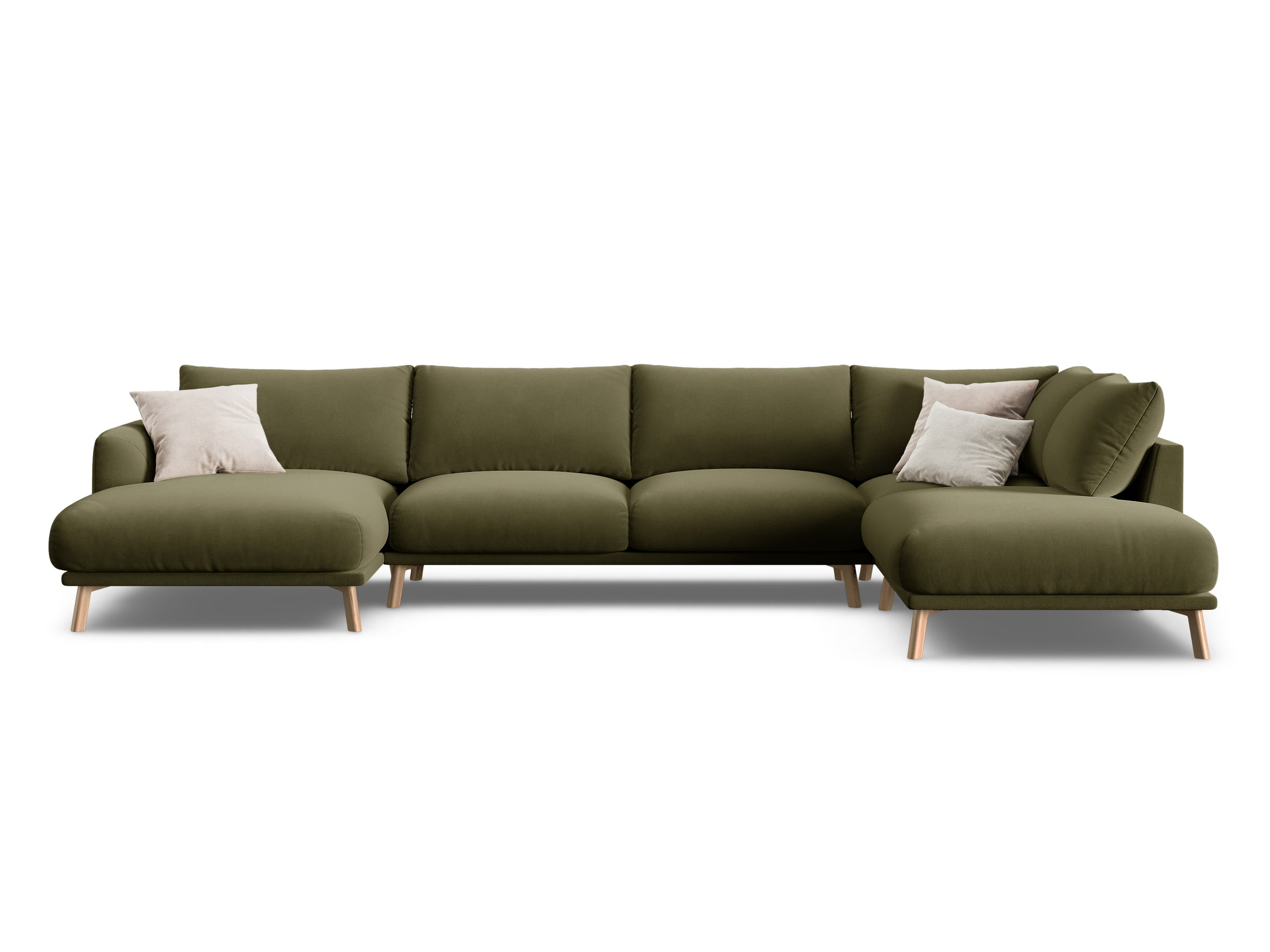 Micadoni Naomi panoramatická sedačka 365 × 235 cm - Zamat Salvador (Sal08) - Zelená - Pravé prevedenie