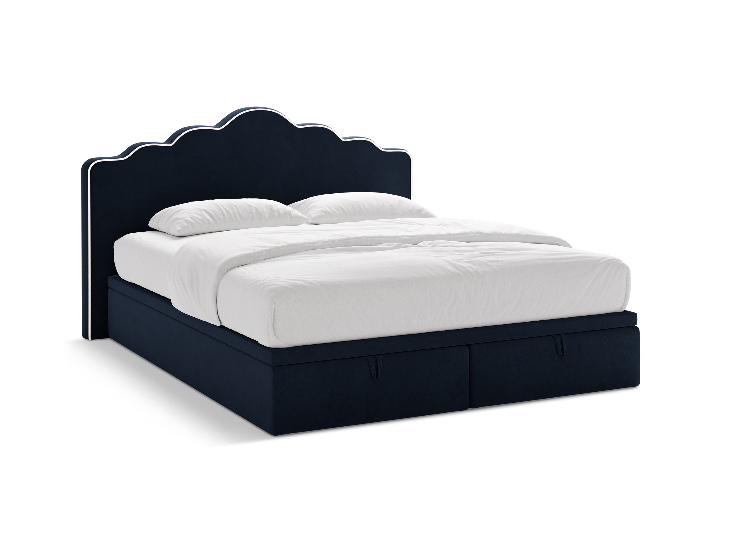 Micadoni Dream kontinentálna posteľ - Zamat Magic Velvet 2256 (Ma2256) / Zamat Magic Velvet 2204 (Ma2204) - SLONOVINOVÁ / KRÁĽOVSKÁ MODRÁ - Plocha na spanie 180 × 200 cm - Čierny plast