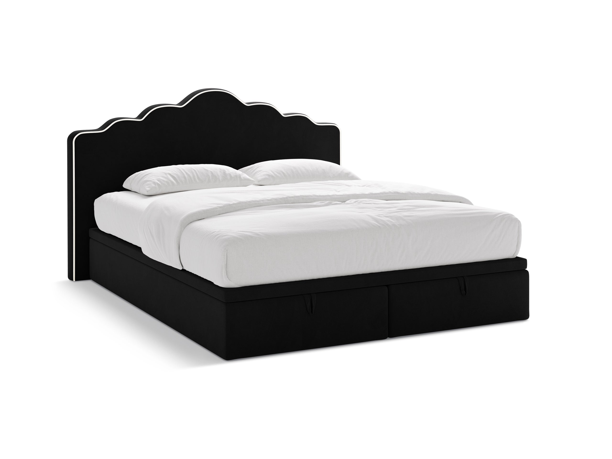 Micadoni Dream kontinentálna posteľ - Zamat Magic Velvet 2256 (Ma2256) / Zamat Magic Velvet 2219 (Ma2219) - SLONOVINOVÁ / ČIERNA - Plocha na spanie 200 × 200 cm - Čierny plast