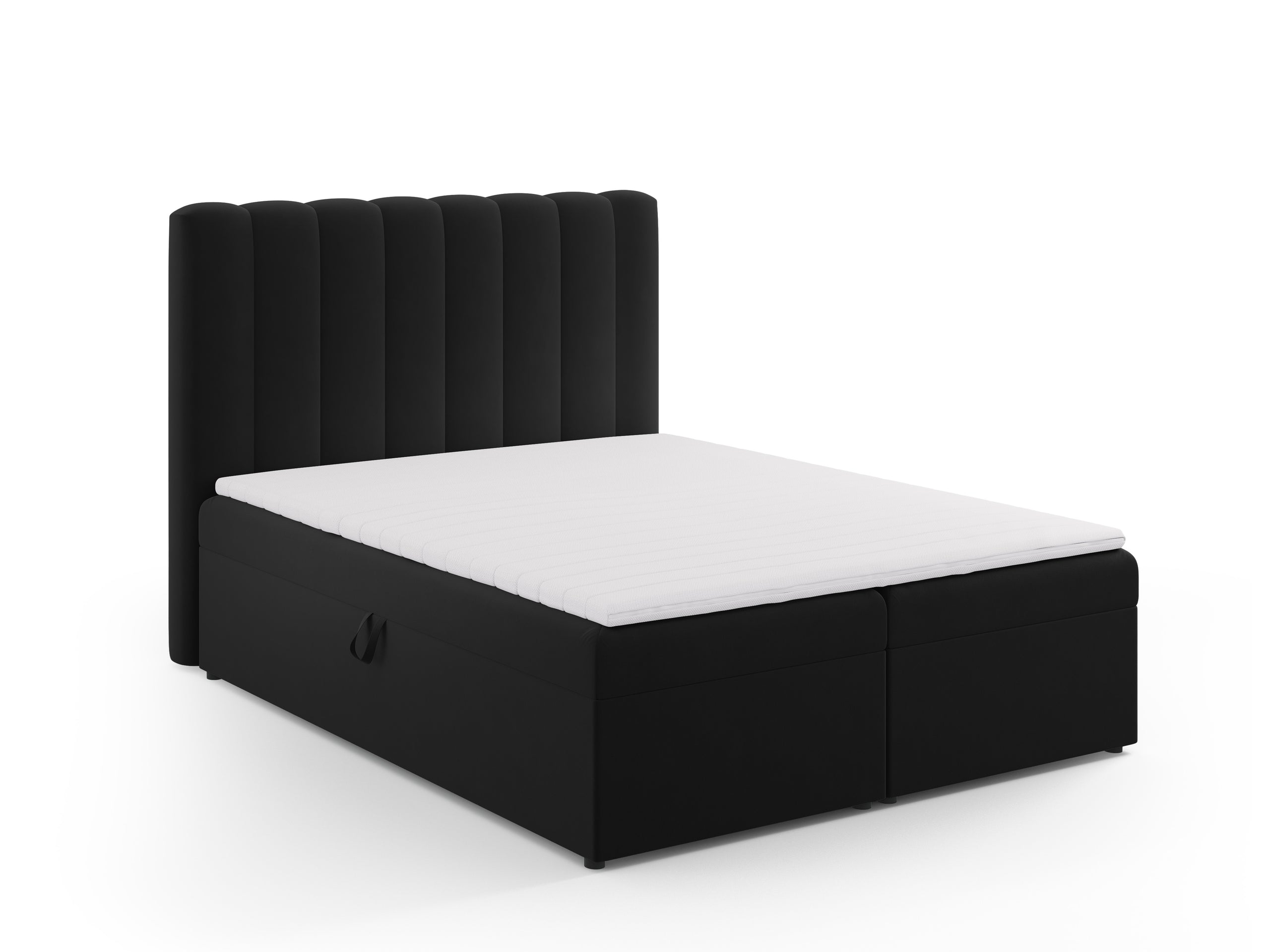 Micadoni Kelp kontinentálna posteľ - Zamat Bluvel 19 (Blu19) - ČIERNA - Plocha na spanie 160 × 200 cm - Čierny plast