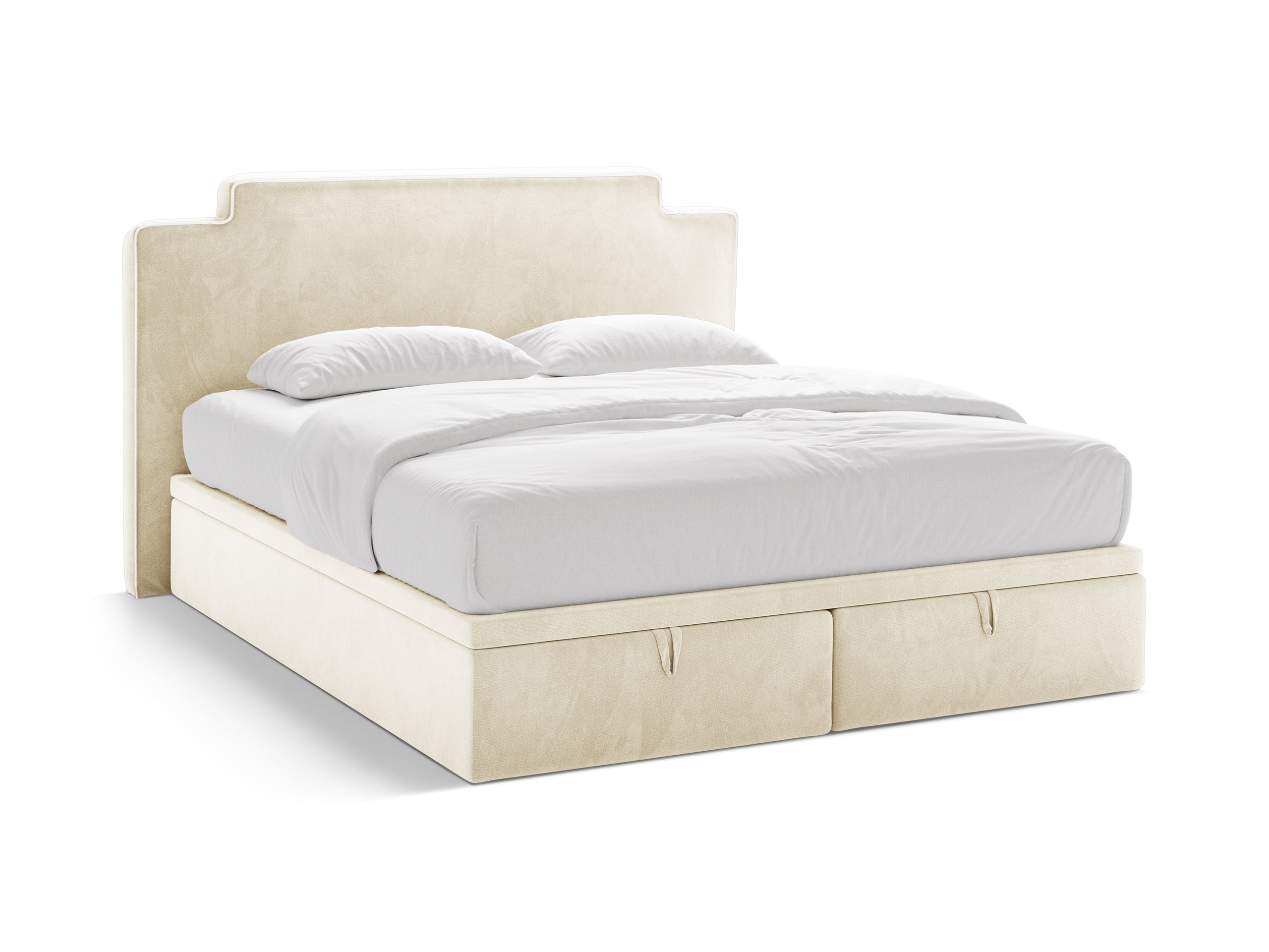 Micadoni Princess kontinentálna posteľ - Zamat Magic Velvet 2256 (Ma2256) - SLONOVINOVÁ - Plocha na spanie 160 × 200 cm - Čierny plast