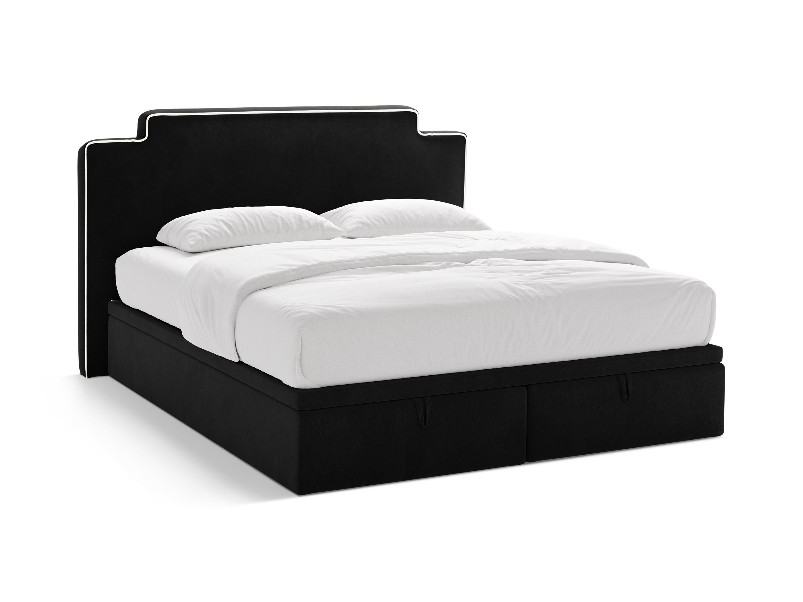 Micadoni Princess kontinentálna posteľ - Zamat Magic Velvet 2256 (Ma2256) / Zamat Magic Velvet 2219 (Ma2219) - SLONOVINOVÁ / ČIERNA - Plocha na spanie 180 × 200 cm - Čierny plast