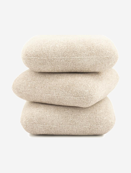 By-Boo Pillowscape béžová čalúnená taburetka – pohľad spredu