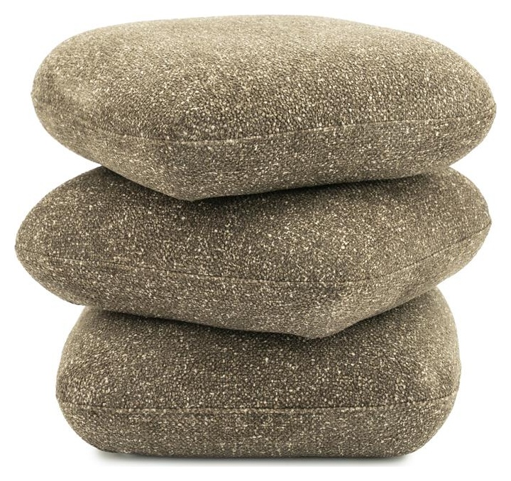 Zelená čalúnená taburetka By-Boo Pillowscape – trojštvrťový pohľad